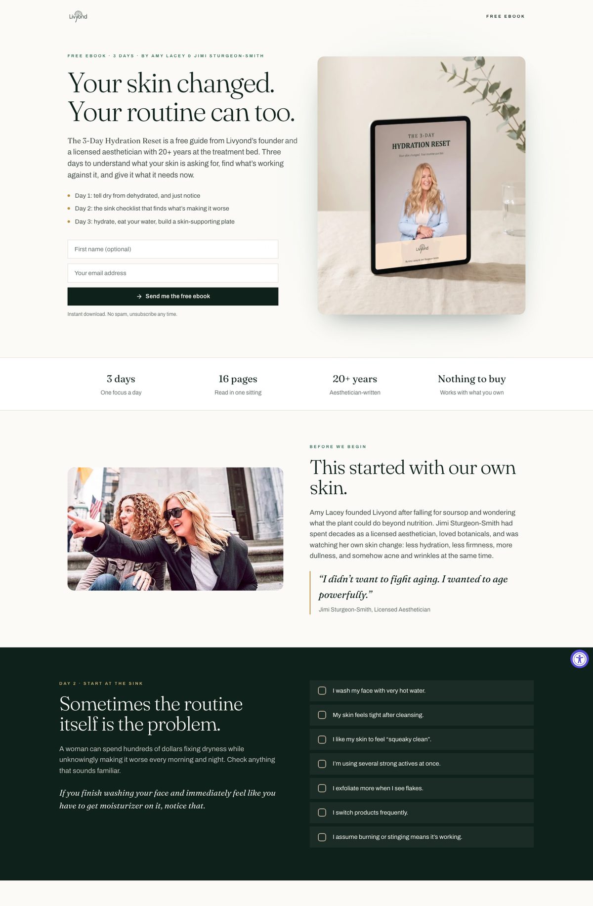 Livyond 3-Day Reset page that collects emails